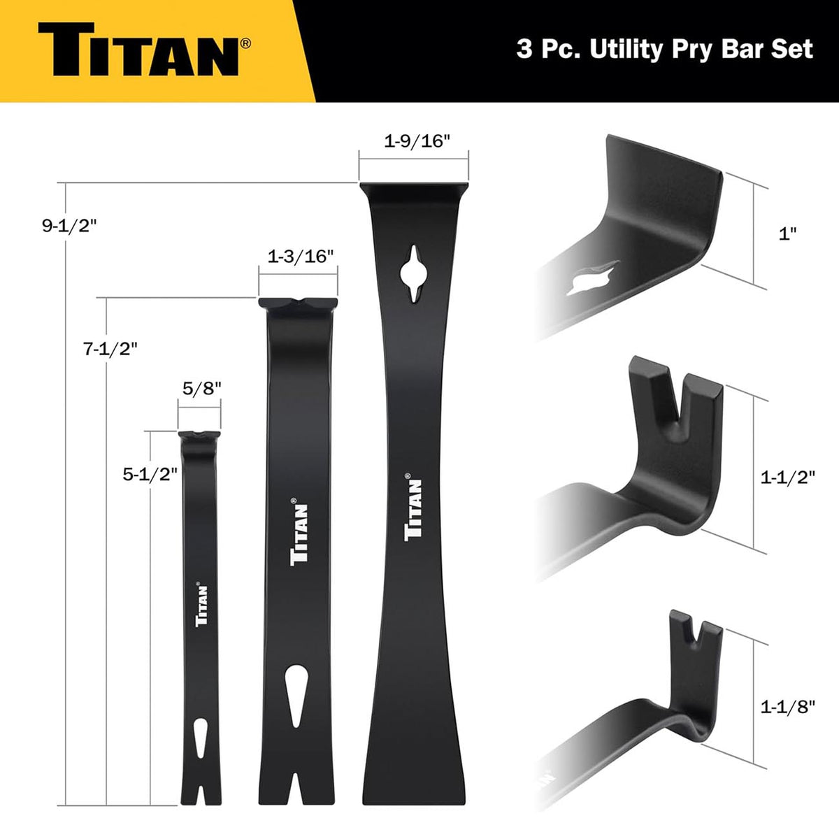 Titan Utility Pry Bar Set, 3-Piece