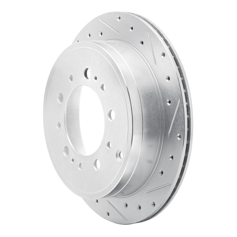 R1 Concepts RNC631-76137R Rear Right Drilled and Slotted Silver Brake Rotor for Toyota Land Cruiser, Sequoia, and Tundra