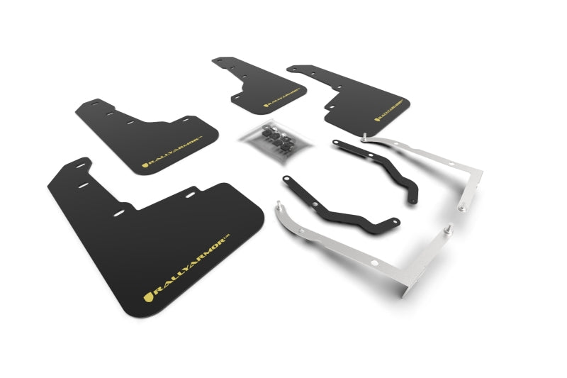 Rally Armor 18-21 Subaru XV Crosstrek Lift/AT UR Black Mud Flap w/Yellow Pearl Logo
