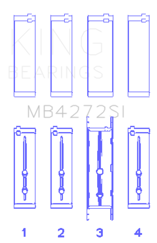 King Engine Bearings MB4272SI Holden Alloytec 175/190 Crankshaft Main Bearing Set