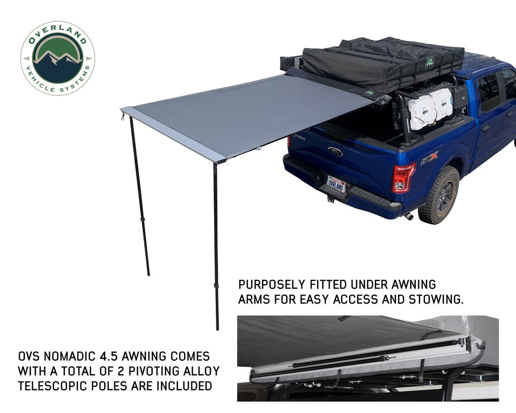 Overland Vehicle Systems - 18039909 - Portable Awning - Nomadic Awning 1.3 - 4.5 Foot With Black Cover