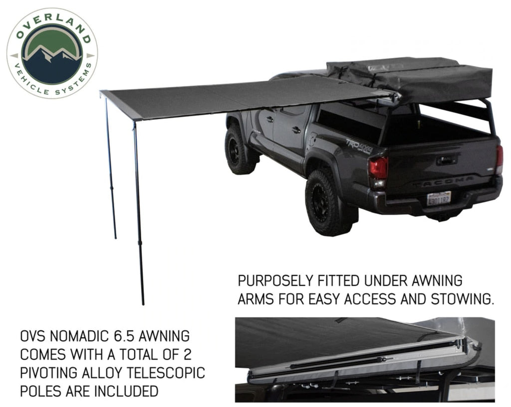 Overland Vehicle Systems - 18049909 - Portable Awning - Awning 2.0-6.5 Foot With Black Cover Universal Nomadic