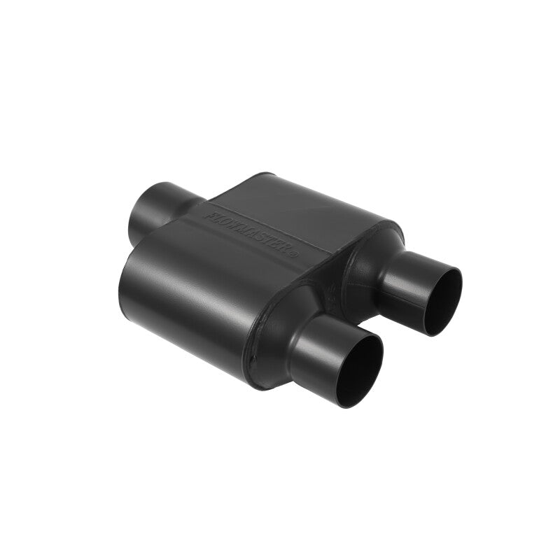 Flowmaster Super 10 Series 409S Stainless Steel Muffler - 3 Inch Center In / 2.5 Inch Dual Out, Aggressive Sound