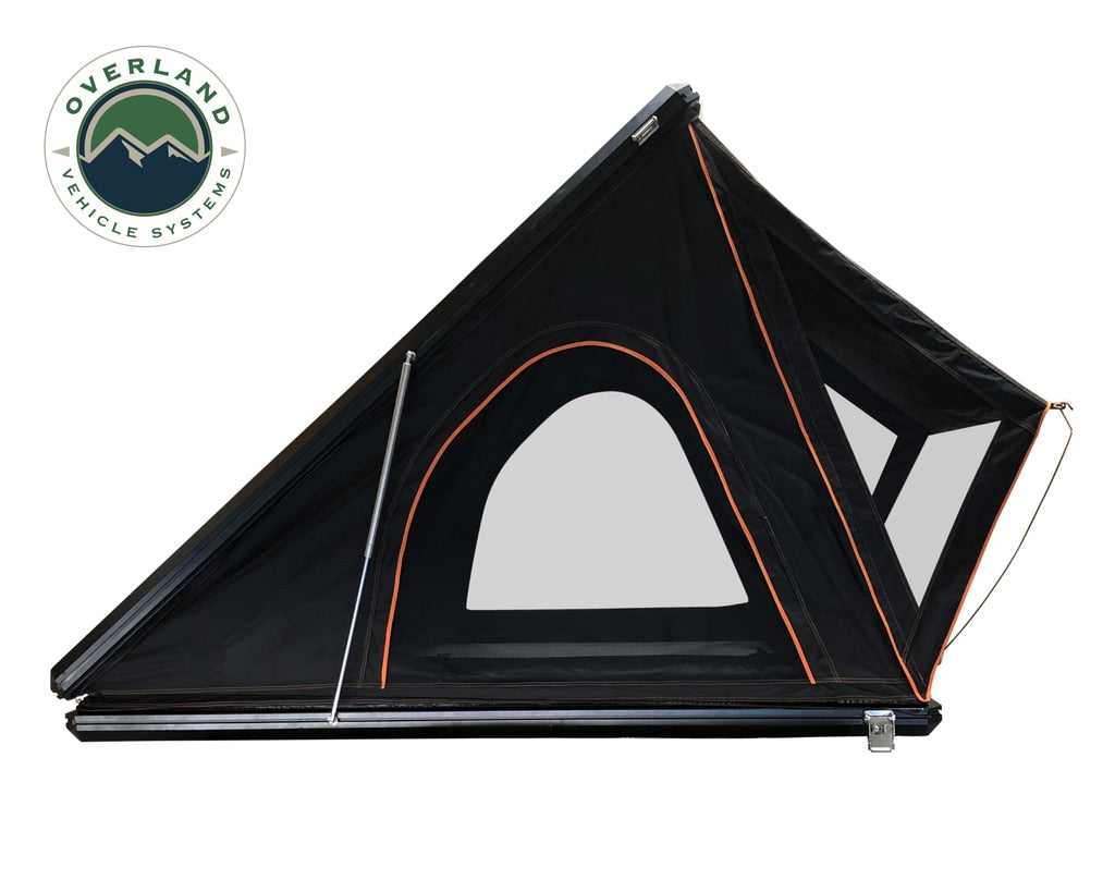 Overland Vehicle Systems - 18109901 - Roof Top Tent - Roof Top Tent Mamba 2 Side Load Aluminum Black Shell Grey Body