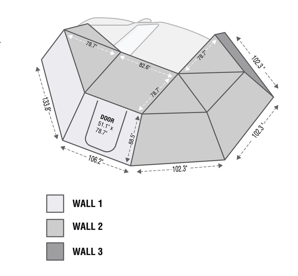 Overland Vehicle Systems - 18119909 - Portable Awning - Nomadic 270 Drivers Side Awning Wall 3