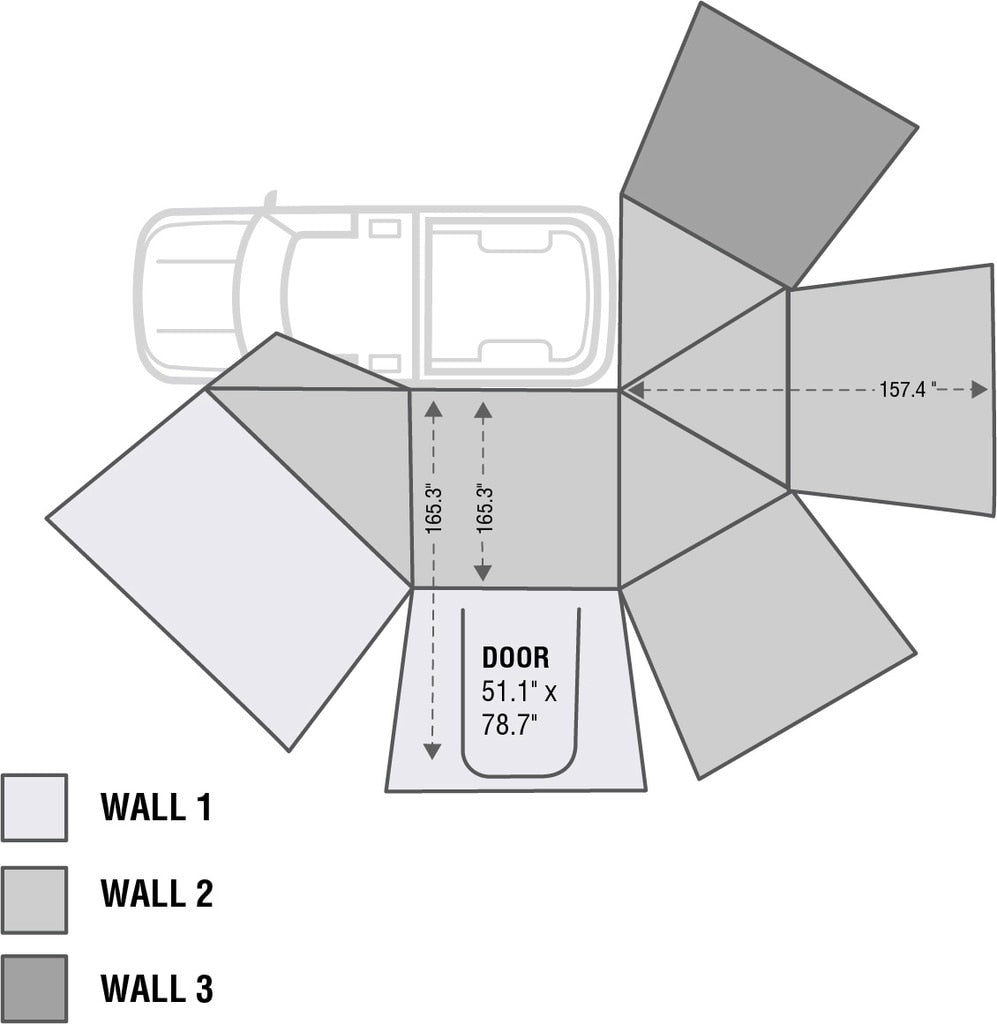 Overland Vehicle Systems - 18119909 - Portable Awning - Nomadic 270 Drivers Side Awning Wall 3