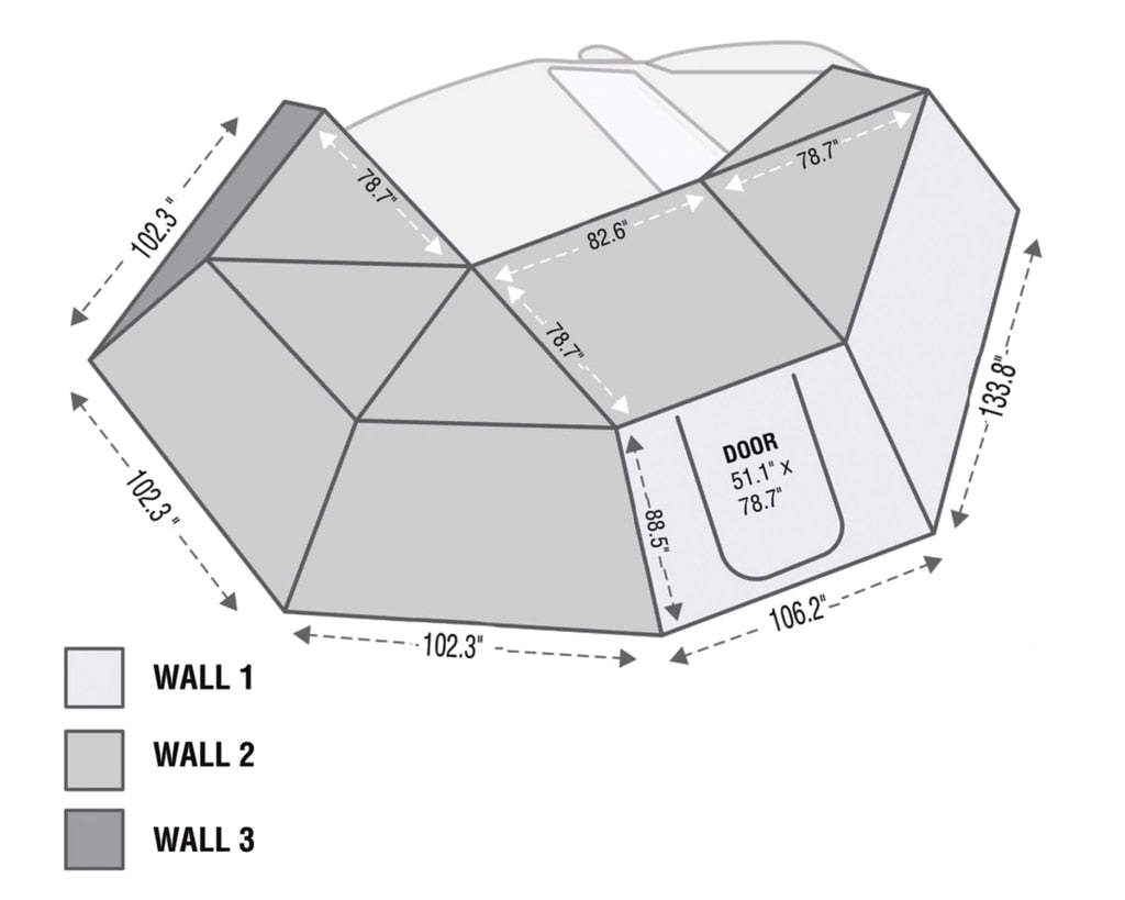 Overland Vehicle Systems - 18149909 - Portable Awning - Nomadic 270 Passenger Side Awning Wall 3