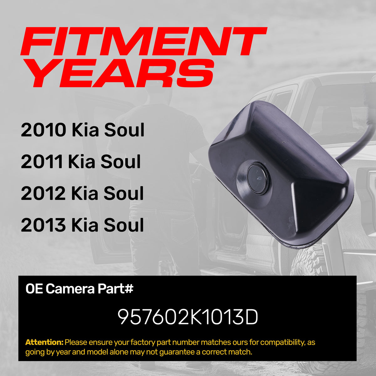 Kia Soul (2010-2013) OEM Replacement Backup Camera OE Part # 957602K1013D