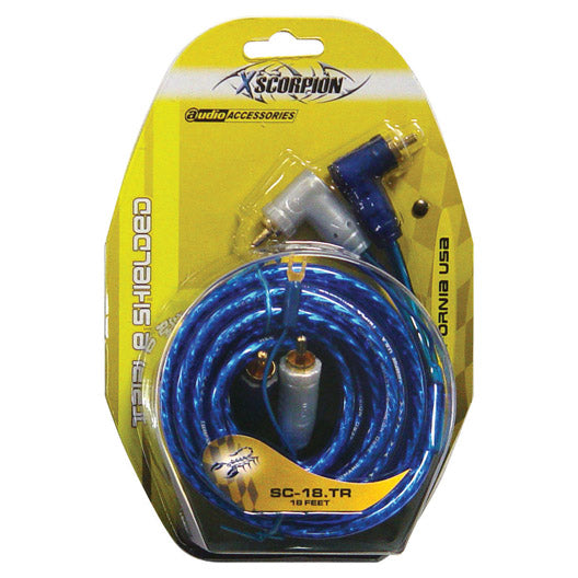 Xscorpion 18-Foot Right Angle Triple Shielded RCA Cable with Remote Wire