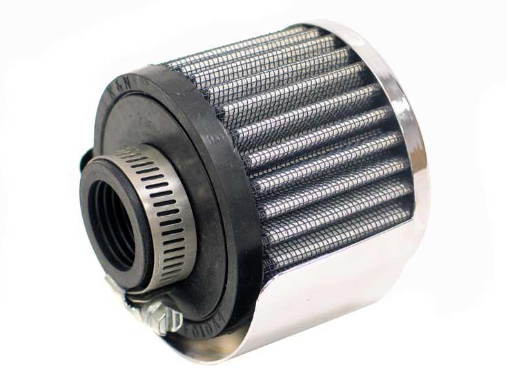 K&N Engineering 62-1511 Clamp-On Crankcase Vent Filter with Chrome Top
