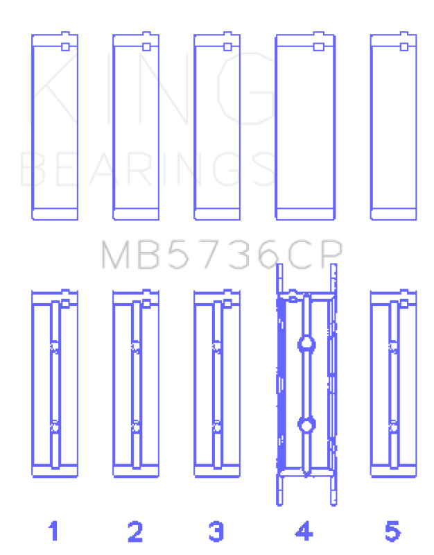 King Engine Bearings MB5736CP Standard Crankshaft Main Bearing Set for Ford Power Stroke 6.0L and 6.4L Diesel Engines