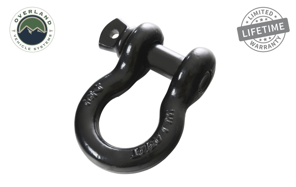 Overland Vehicle Systems - 19019901 - Winch Shackle - Recovery Shackle 3/4 Inch 4.75 Ton Steel Gloss Black
