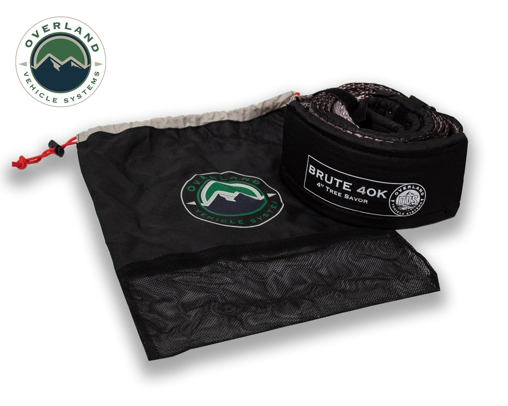 Overland Vehicle Systems - 19079916 - Tow Strap - Tow Strap 40,000 lb 4 Inch x 8 Foot Gray With Black Ends & Storage Bag Universal