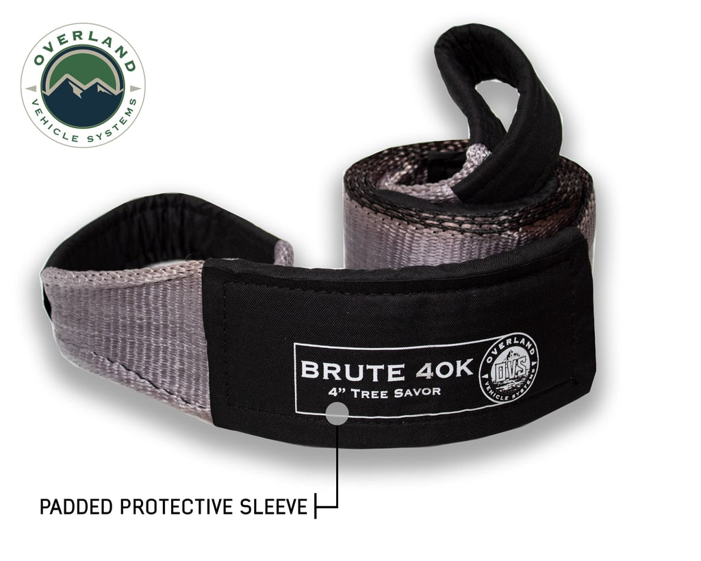 Overland Vehicle Systems - 19079916 - Tow Strap - Tow Strap 40,000 lb 4 Inch x 8 Foot Gray With Black Ends & Storage Bag Universal