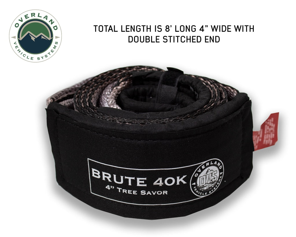 Overland Vehicle Systems - 19079916 - Tow Strap - Tow Strap 40,000 lb 4 Inch x 8 Foot Gray With Black Ends & Storage Bag Universal