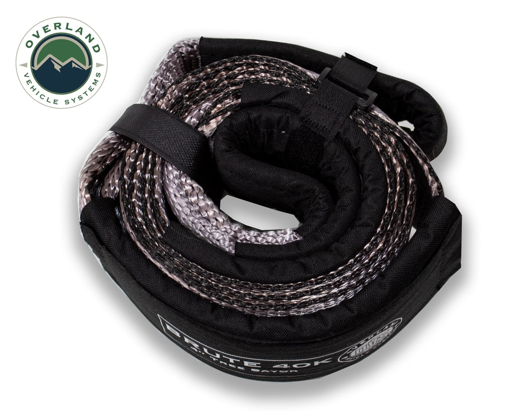 Overland Vehicle Systems - 19079916 - Tow Strap - Tow Strap 40,000 lb 4 Inch x 8 Foot Gray With Black Ends & Storage Bag Universal