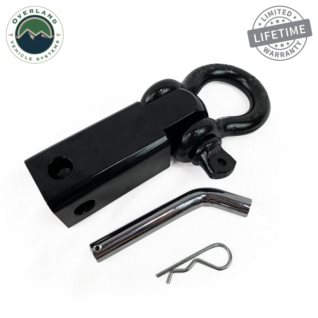 Overland Vehicle Systems - 19109901 - Winch Shackle - Receiver Mount Recovery Shackle 3/4 Inch 4.75 Ton With Dual Hole Black Universal