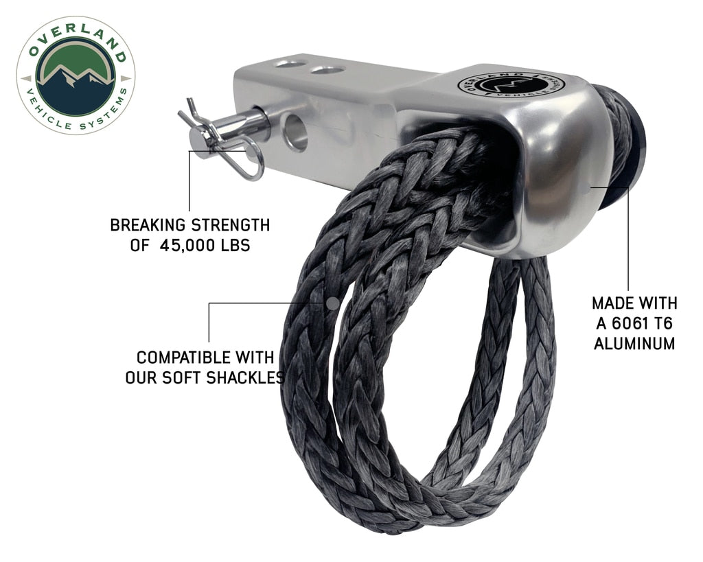 Overland Vehicle Systems - 19109902 - Soft Shackle - Aluminum Receiver Mount for Soft Shackle