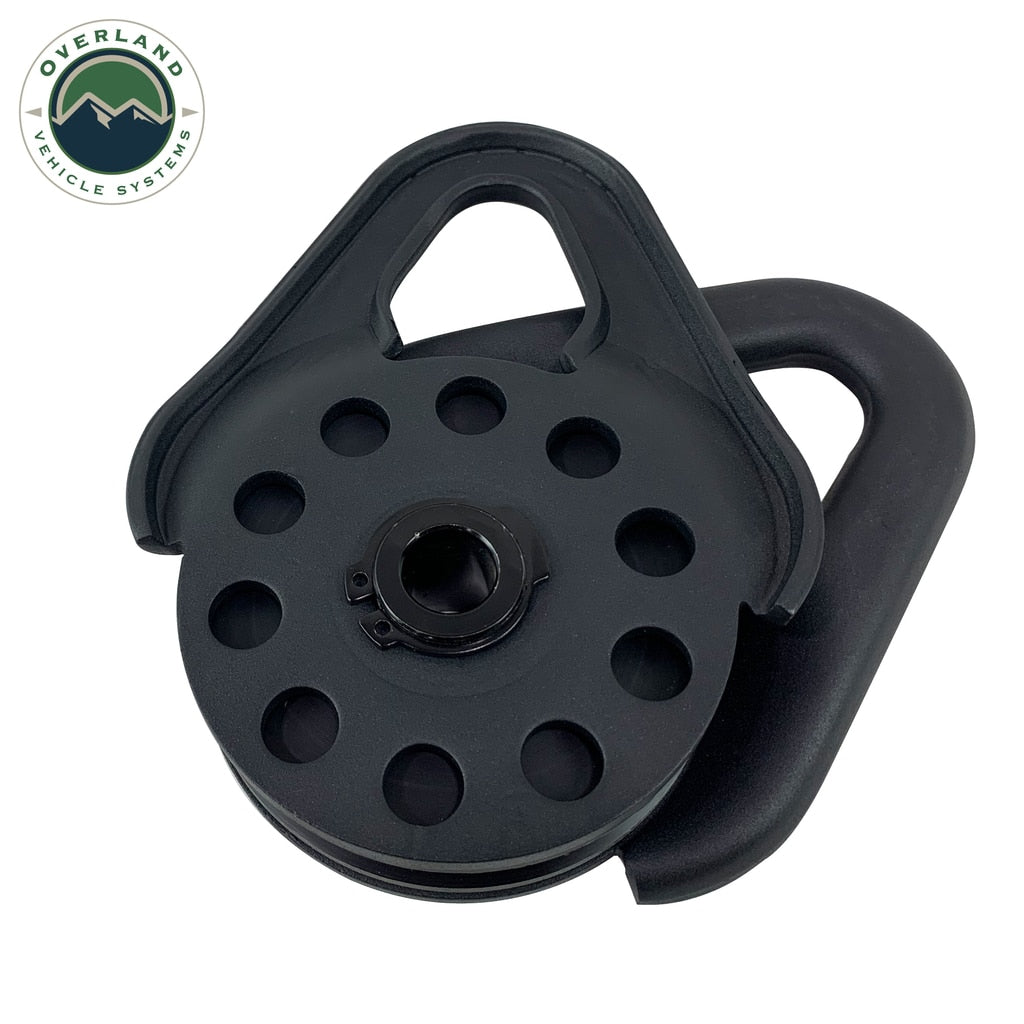 Overland Vehicle Systems - 19139805 - Snatch Block - Snatch Block Heavy Duty Matte Black Steel