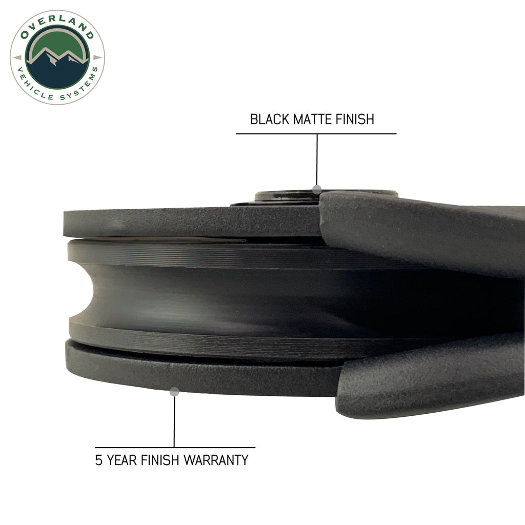 Overland Vehicle Systems - 19139805 - Snatch Block - Snatch Block Heavy Duty Matte Black Steel