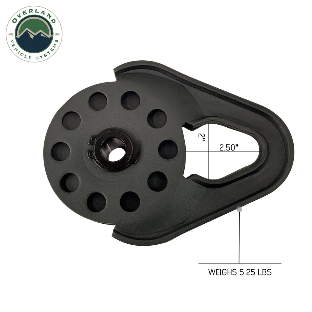 Overland Vehicle Systems - 19139805 - Snatch Block - Snatch Block Heavy Duty Matte Black Steel