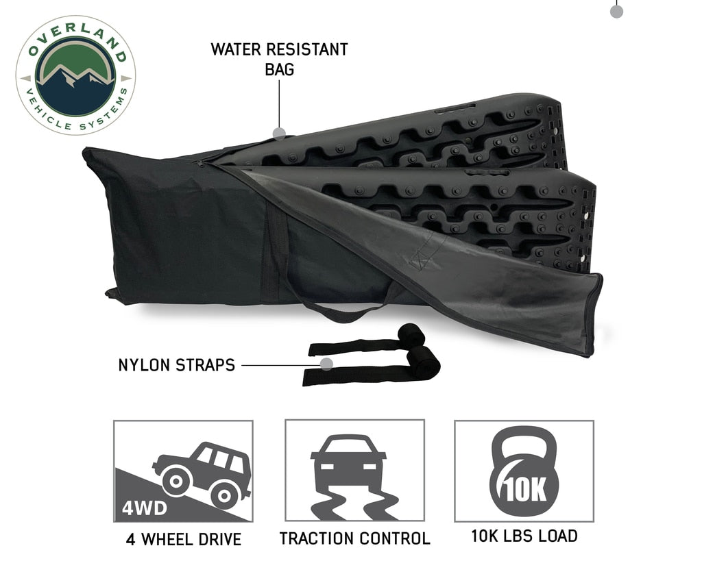 Overland Vehicle Systems - 19169910 - Element Ramps - Recovery Ramp With Pull Strap and Storage Bag Black/Black