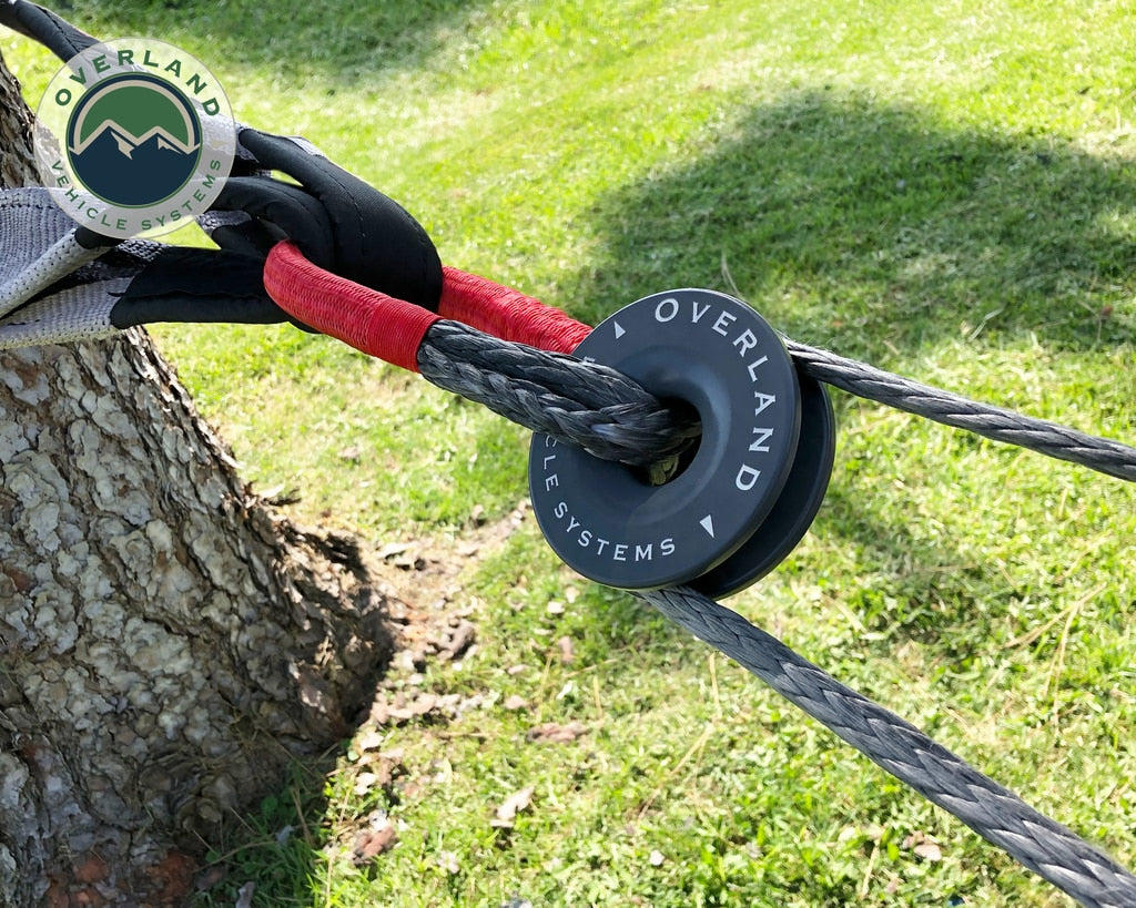 Overland Vehicle Systems - 19230003 - Winch Shackle - Recovery Ring 4.00 Inch 41,000 LBS Gray With Storage Bag Universal