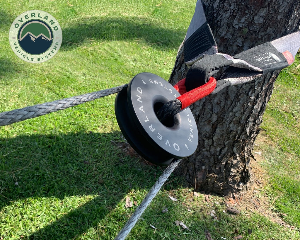 Overland Vehicle Systems - 19240004 - Winch Shackle - Recovery Ring 6.25 Inch 45,000 LBS Black With Storage Bag Universal