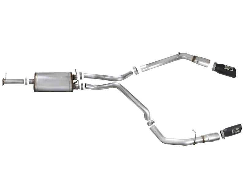 aFe MACH Force-Xp 3-Inch Stainless Steel Cat-Back Exhaust with Dual Black Tips for 2019-2024 Ram 1500 5.7L HEMI, Part Number 49-42059-B