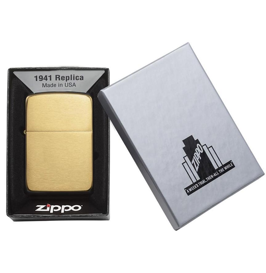 Zippo 1941 Replica Windproof Lighter, Brushed Brass