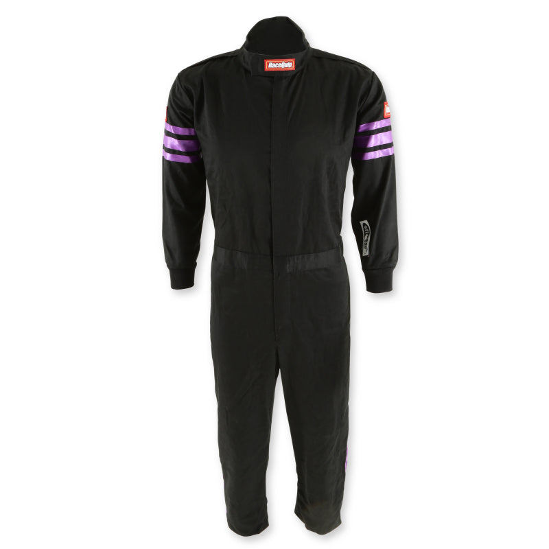 RaceQuip Youth SFI-1 Racing Suit with Purple Stripes, Kids X-Small