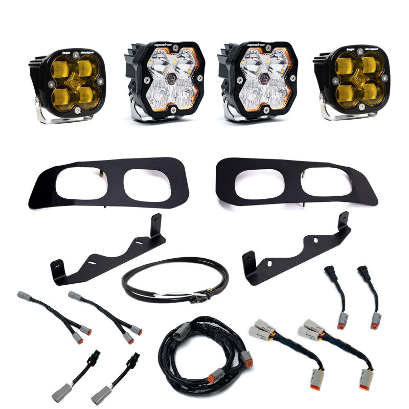 Baja Designs 2023+ Ford Super Duty Squadron Sport/SAE 2.0 Dual Fog Pocket Kit - Baja Amber