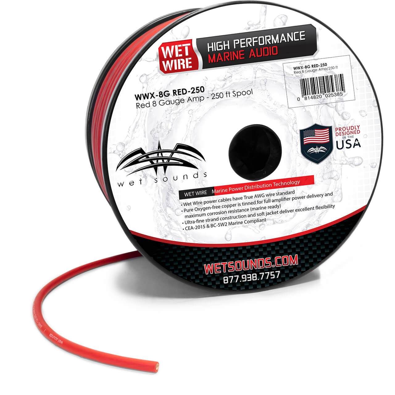 Wet Sounds WWX-8G RED-250 Red Frosted 8GA Wet Wire - View 1
