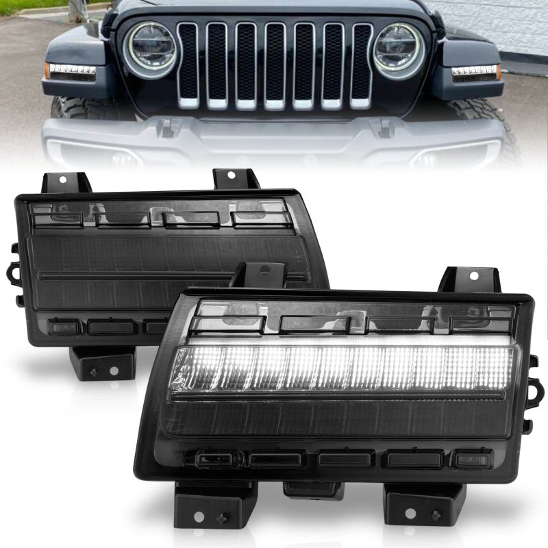 ANZO 2018-2021 Jeep Wrangler LED Side Markers Chrome Housing Smoke Lens w/ Sequential Signal