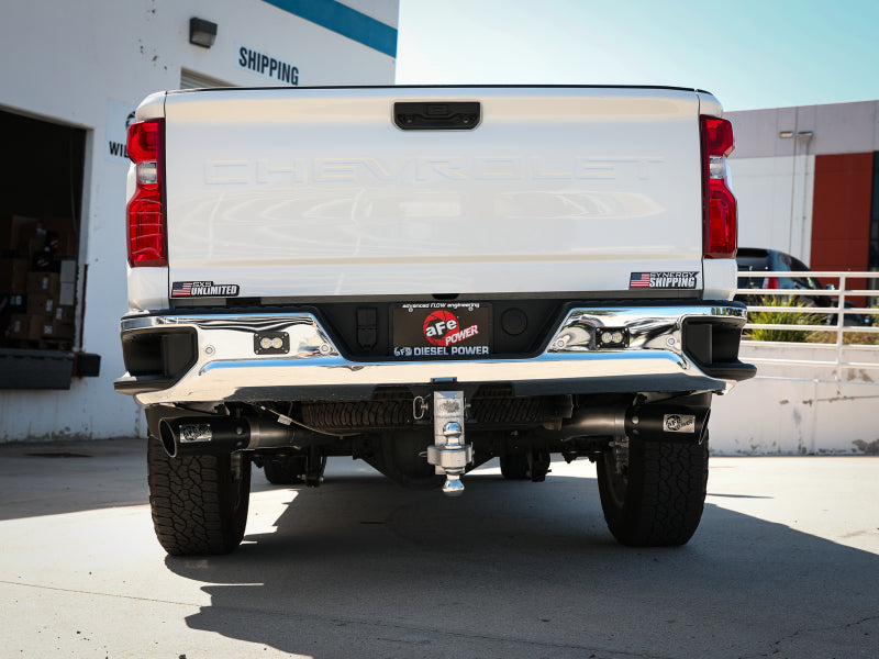 aFe Large Bore-HD 4-Inch 409 Stainless Steel DPF-Back Exhaust System with Black Tips for 2020-2026 GM Diesel Trucks, 6.6L L5P