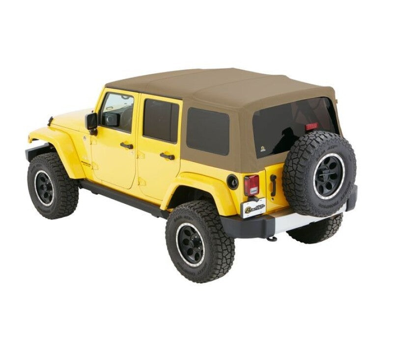 Bestop 07-18 Jeep Wrangler JK 4-Door Window Set in Pebble Beige Twill – Replacement Kit for Soft Top Windows