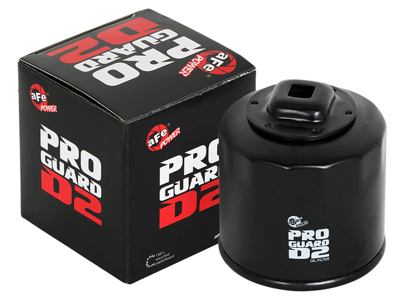 aFe Pro GUARD D2 Oil Filter 02-17 Nissan Cars L4 / 04-17 Subaru Cars H4, Part Number afe44-LF017-MB, 4-Pack
