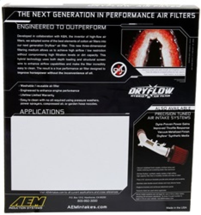 AEM Induction 28-20304 DryFlow Air Filter for Subaru Legacy, Impreza, and Forester