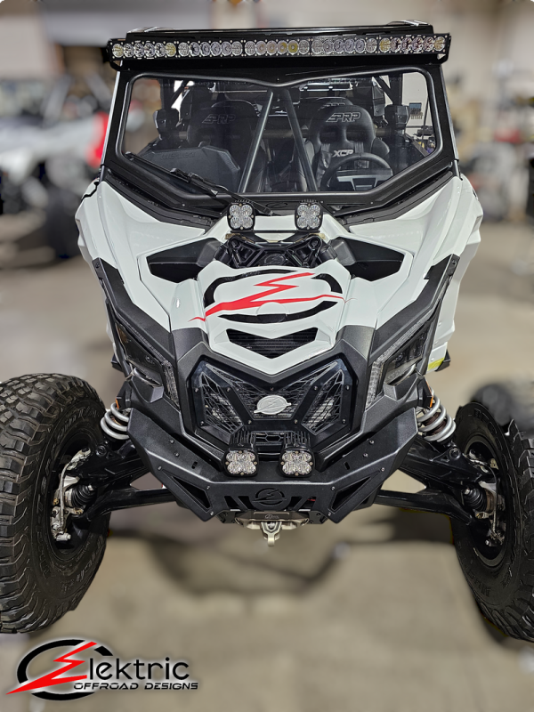 Elektric Off Road 2017+ Can-Am Maverick X3 Front Shock Mount Brace with Light Mount - Black