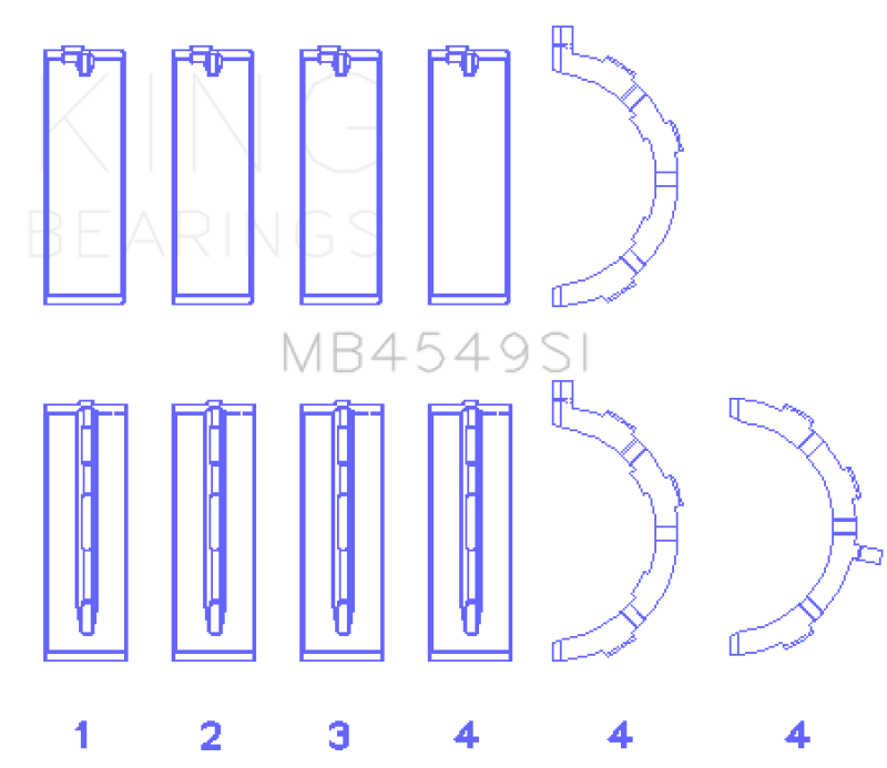 King Engine Bearings MB4549SI Ford EcoBoost 3.5L/3.7L V6 Main Bearing Set, Standard Size