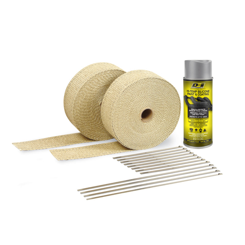 DEI Exhaust Wrap Kit - Tan Wrap and Aluminum HT Silicone Coating