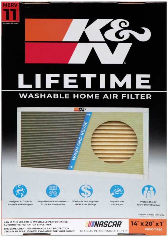 K&N Engineering HVC-11420 Washable Reusable HVAC Air Filter, MERV 11