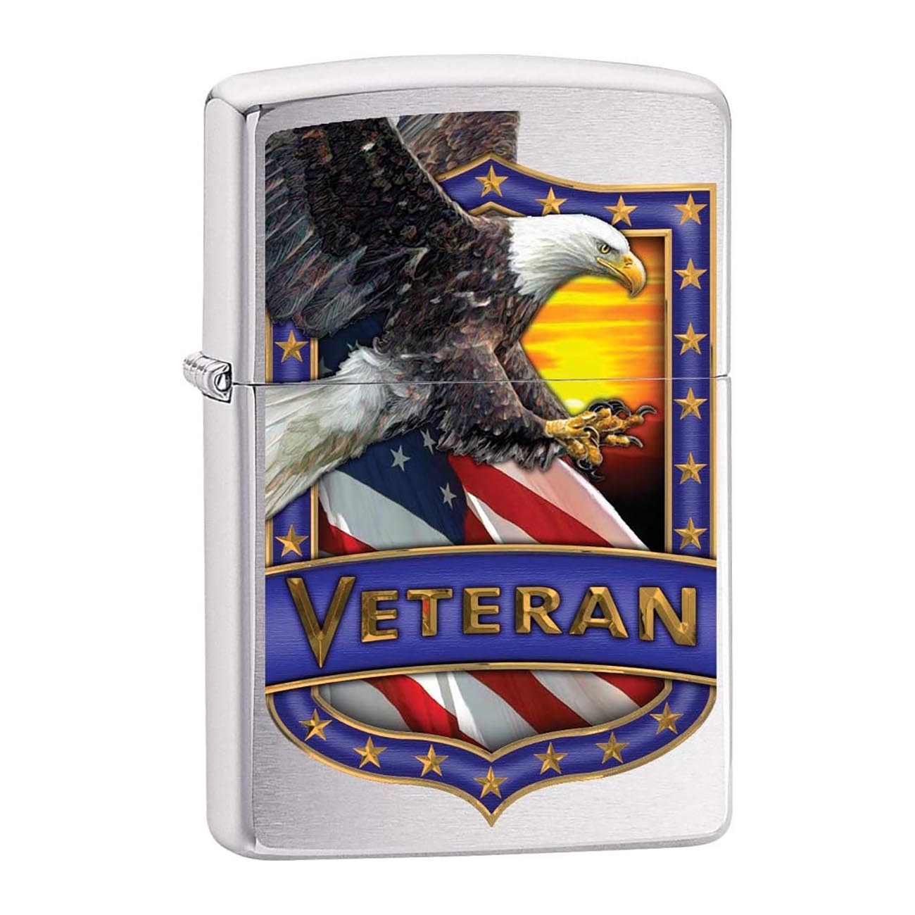 Zippo Veteran Shield with Eagle Brushed Chrome Windproof Lighter