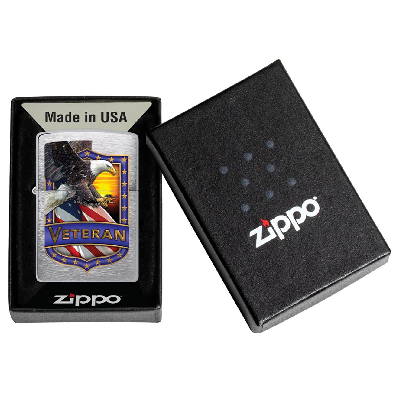 Zippo Veteran Shield with Eagle Brushed Chrome Windproof Lighter