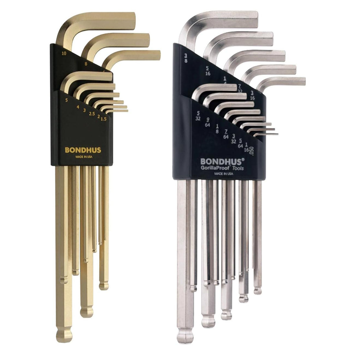 Bondhus 20399 Balldriver Metric and SAE Ball-End Hex L-Key Double Set, 22-Piece