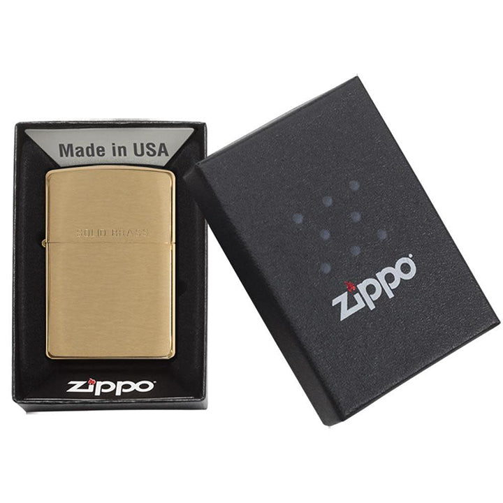 Zippo Windproof Brushed Brass Lighter with Solid Brass Engraving