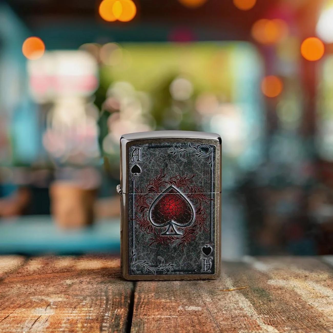 Zippo Ace of Spades Antiqued Ace Design Windproof Lighter