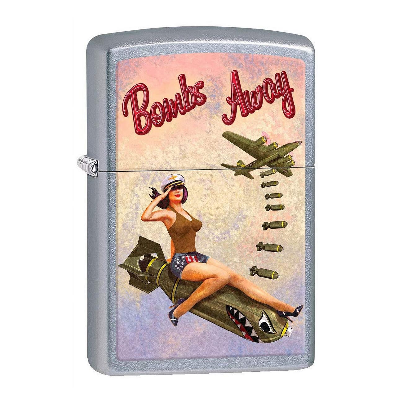 Zippo 80778 Windproof Lighter with Bombs Away Girl Pinup Nose Art, Street Chrome