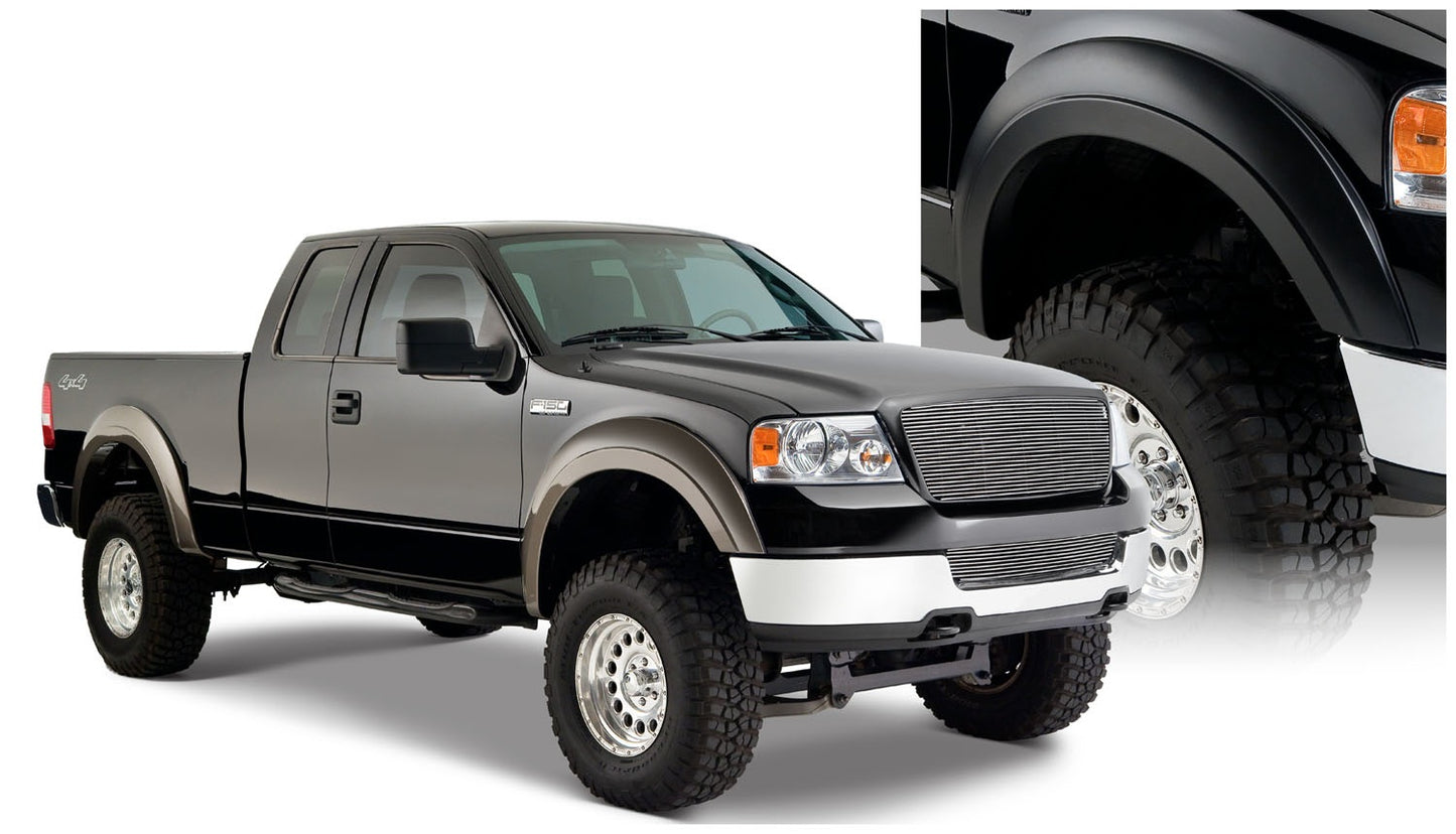 Bushwacker - 20915-02 - Fender Flare -  20915-02 Black Extend-A-Fender Style Smooth Finish 4-Piece Fender Flare Set for 2004-2008 Ford F-150 - P/N: 20915-02