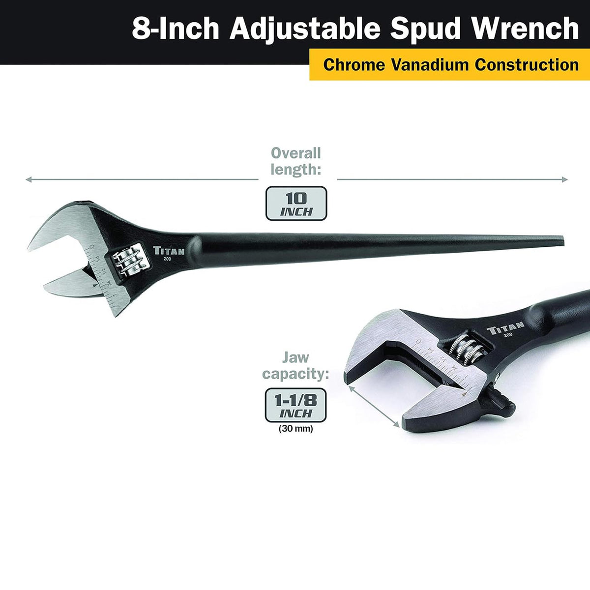 Titan Tool 209T 8-Inch Adjustable Construction Wrench